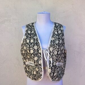 Black and White Patterned Quilted Vest